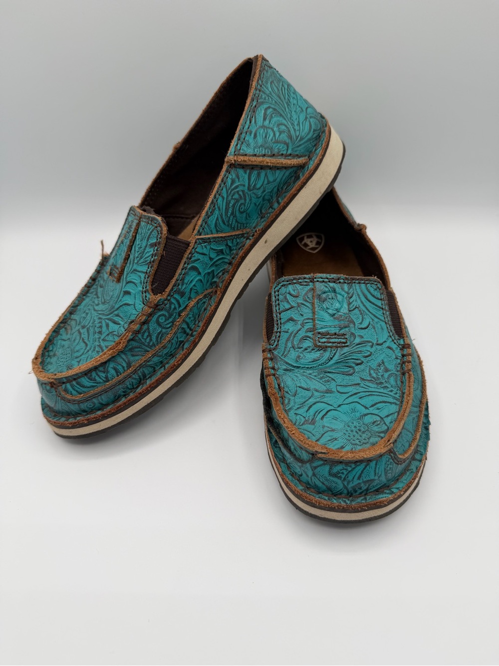 Ariat Turquoise Floral Embossed Slip-On Clogs